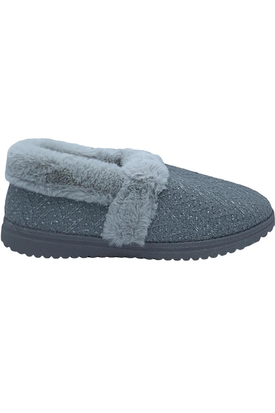 Skechers Cozy Lite Sparkle Knit Slippers Sweet Walk Gray - Medium